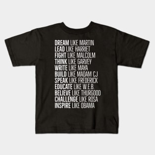 Black Heros, Black History, African American, Civil Rights Leaders Kids T-Shirt